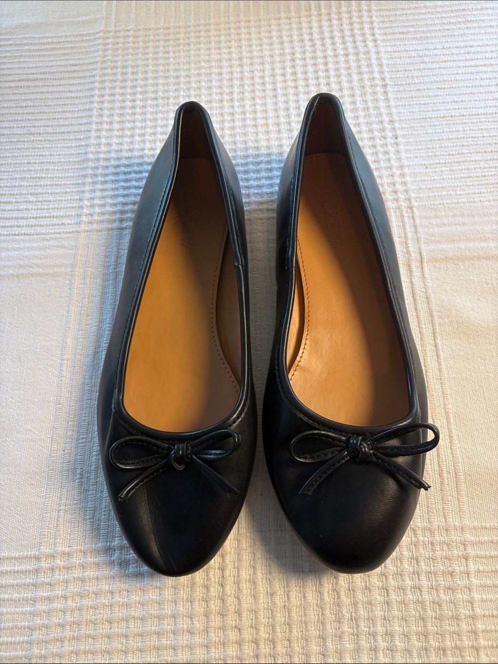 J. Crew Black Leather Bow Ballet Flats